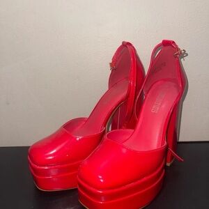 Dream Pairs Vibrant Red Platform Heels